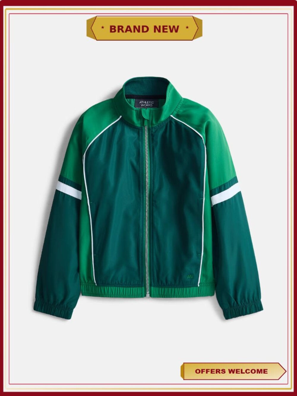 Boys Active Woven Track Jacket Zip-Up Water-Resistant